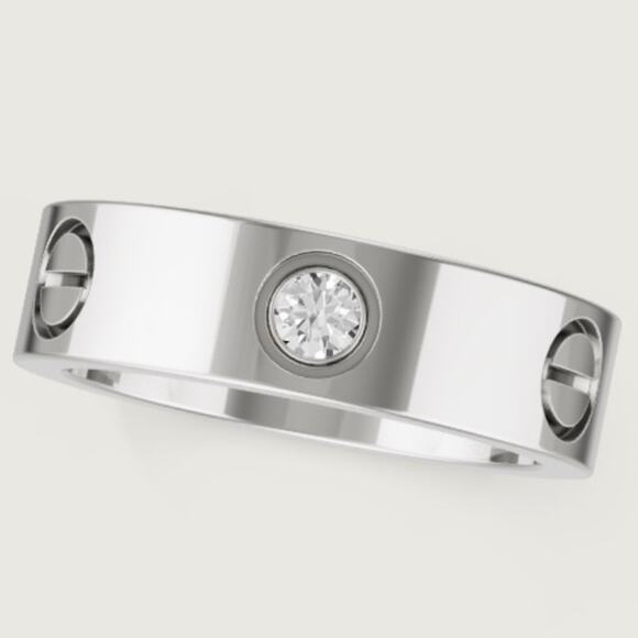 Cartier Jewelry - Cartier Love Classic 3 Diamond 18K White Gold Ring 56 US 7.5